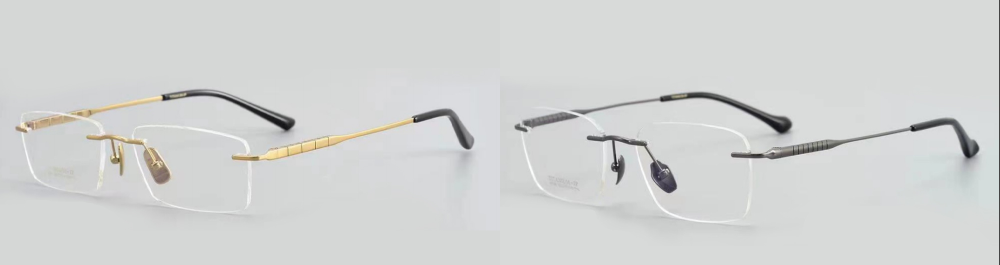 pure titanium rimless frameless eye glasses eyewear frame